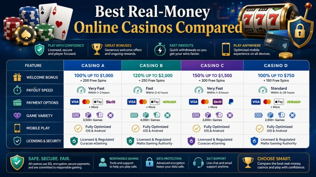 Comparison of the best real-money online casinos